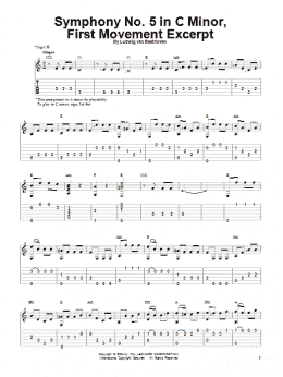 page one of Symphony No. 5 In C Minor, First Movement Excerpt (Solo Guitar)