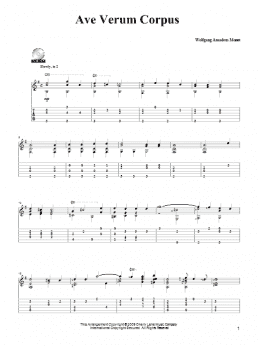 page one of Ave Verum (Jesu, Word of God Incarnate) (Solo Guitar)