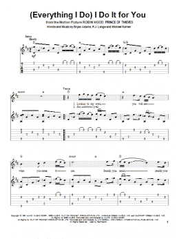 page one of (Everything I Do) I Do It For You (Solo Guitar)