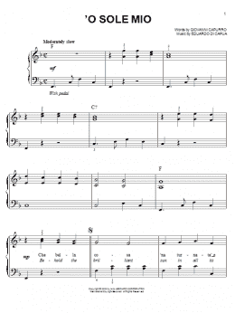 page one of 'O Sole Mio (Easy Piano)