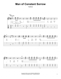 page one of Man Of Constant Sorrow (Solo Guitar)