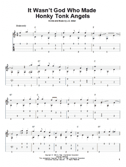 page one of It Wasn't God Who Made Honky Tonk Angels (Solo Guitar)