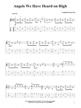 page one of Angels We Have Heard On High (Solo Guitar)