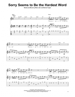page one of Sorry Seems To Be The Hardest Word (Solo Guitar)