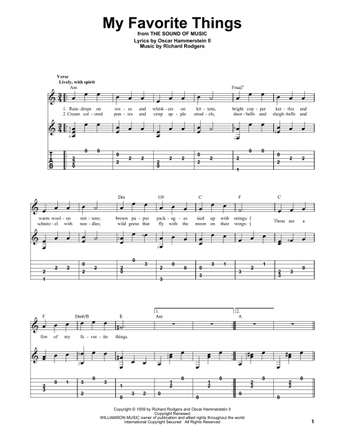 My Favorite Things Solo Guitar Print Sheet Music Now 