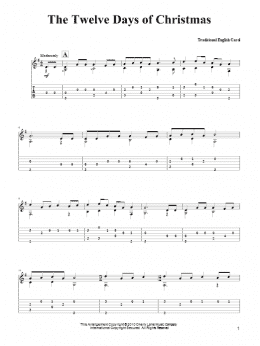 page one of The Twelve Days Of Christmas (Solo Guitar)