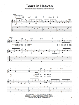 page one of Tears In Heaven (Solo Guitar)