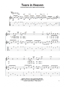 Tears In Heaven Sheet Music | Eric Clapton | Guitar Chords/Lyrics
