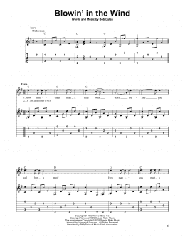 page one of Blowin' In The Wind (Solo Guitar)