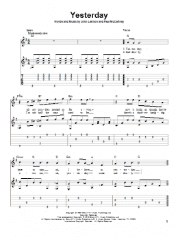 page one of Yesterday (Solo Guitar)