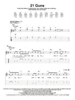 page one of 21 Guns (Easy Guitar Tab)