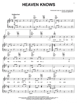 page one of Heaven Knows (Piano, Vocal & Guitar Chords (Right-Hand Melody))