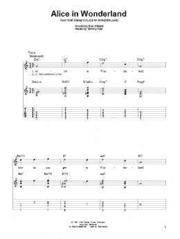 page one of Alice In Wonderland (Solo Guitar)