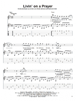 page one of Livin' On A Prayer (Solo Guitar)