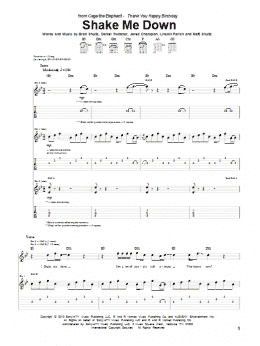 page one of Shake Me Down (Guitar Tab)