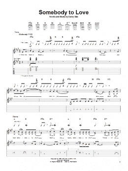 page one of Somebody To Love (Guitar Tab)