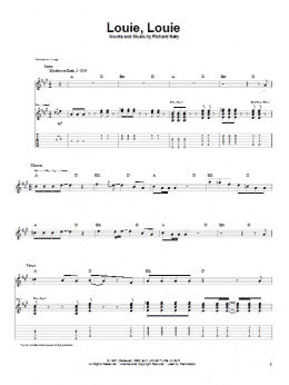 page one of Louie, Louie (Guitar Tab)