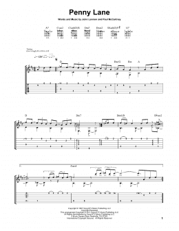 page one of Penny Lane (Solo Guitar)