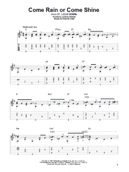 page one of Come Rain Or Come Shine (Solo Guitar)