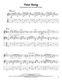 page one of Your Song (Solo Guitar)