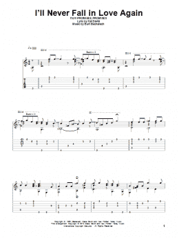 page one of I'll Never Fall In Love Again (Solo Guitar)