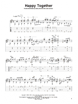 page one of Happy Together (Solo Guitar)