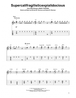 page one of Supercalifragilisticexpialidocious (from Mary Poppins) (Solo Guitar)