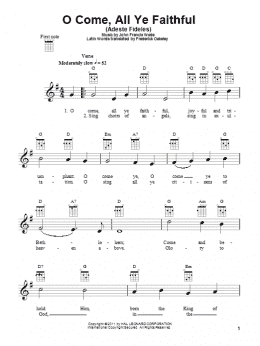 page one of O Come, All Ye Faithful (Adeste Fideles) (Ukulele)