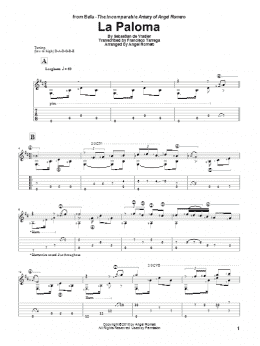 page one of La Paloma (Solo Guitar)