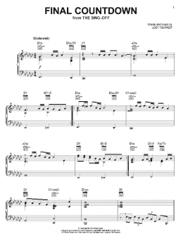 page one of Final Countdown (Piano, Vocal & Guitar Chords (Right-Hand Melody))