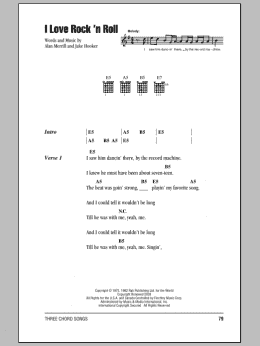 page one of I Love Rock 'N Roll (Guitar Chords/Lyrics)