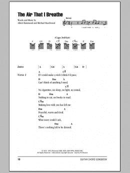 page one of The Air That I Breathe (Guitar Chords/Lyrics)