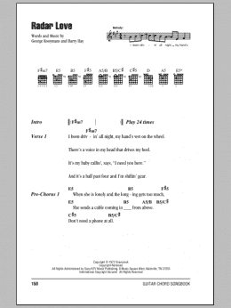 page one of Radar Love (Guitar Chords/Lyrics)