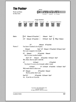 page one of The Pusher (Guitar Chords/Lyrics)