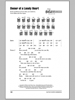 page one of Owner Of A Lonely Heart (Guitar Chords/Lyrics)