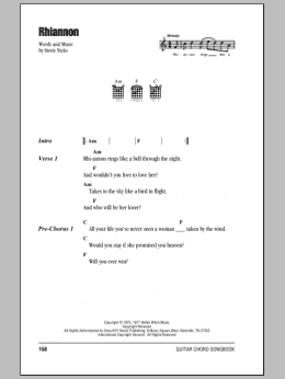 page one of Rhiannon (Guitar Chords/Lyrics)