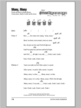 page one of Mony, Mony (Guitar Chords/Lyrics)