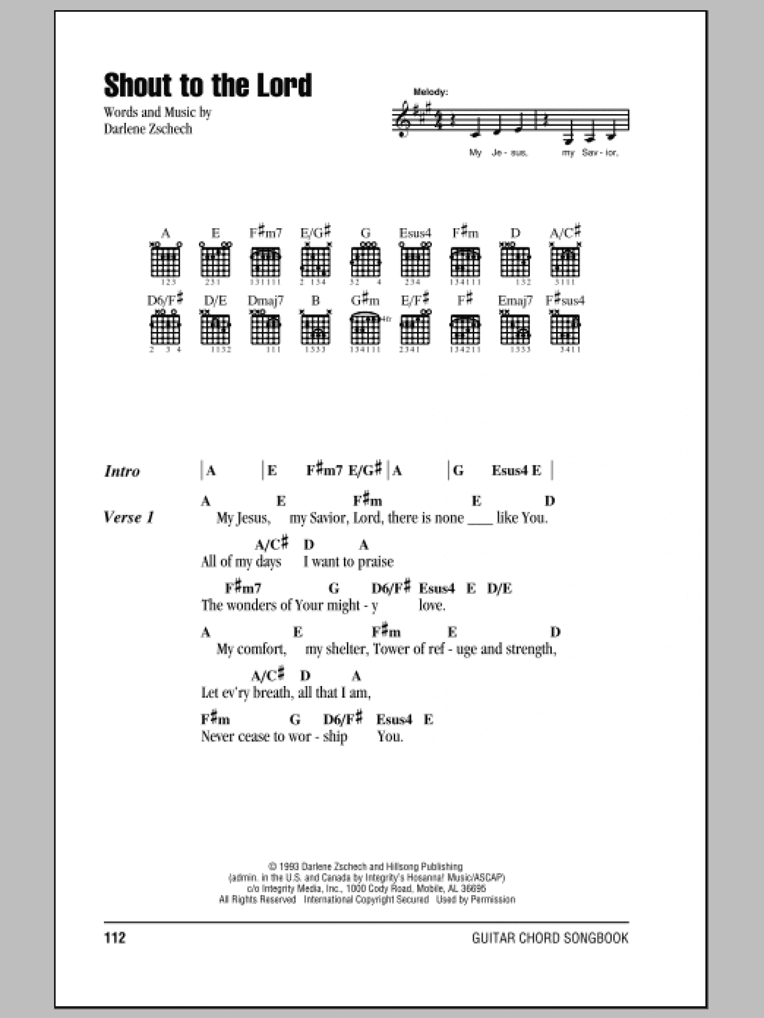 Shout To The Lord (Guitar Chords/Lyrics) - Print Sheet Music Now