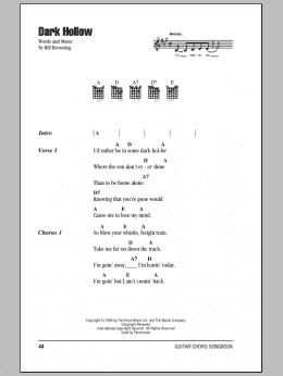 page one of Dark Hollow (Guitar Chords/Lyrics)