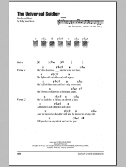 page one of The Universal Soldier (Guitar Chords/Lyrics)