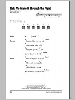 page one of Help Me Make It Through The Night (Guitar Chords/Lyrics)