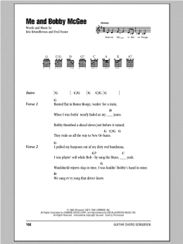 page one of Me And Bobby McGee (Guitar Chords/Lyrics)