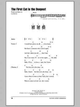 page one of The First Cut Is The Deepest (Guitar Chords/Lyrics)