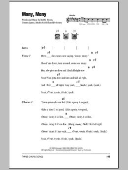 page one of Mony, Mony (Guitar Chords/Lyrics)