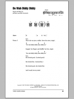 page one of Do Wah Diddy Diddy (Guitar Chords/Lyrics)