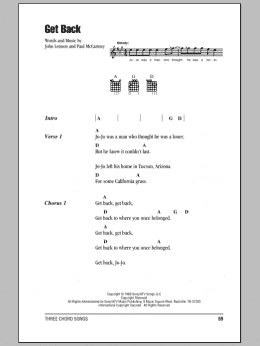 page one of Get Back (Guitar Chords/Lyrics)