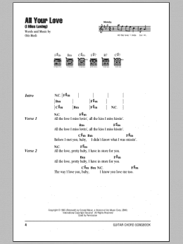 page one of All Your Love (I Miss Loving) (Guitar Chords/Lyrics)