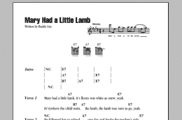 page one of Mary Had A Little Lamb (Guitar Chords/Lyrics)