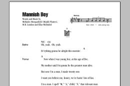 page one of Mannish Boy (Guitar Chords/Lyrics)