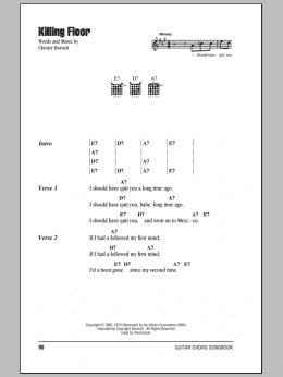 page one of Killing Floor (Guitar Chords/Lyrics)